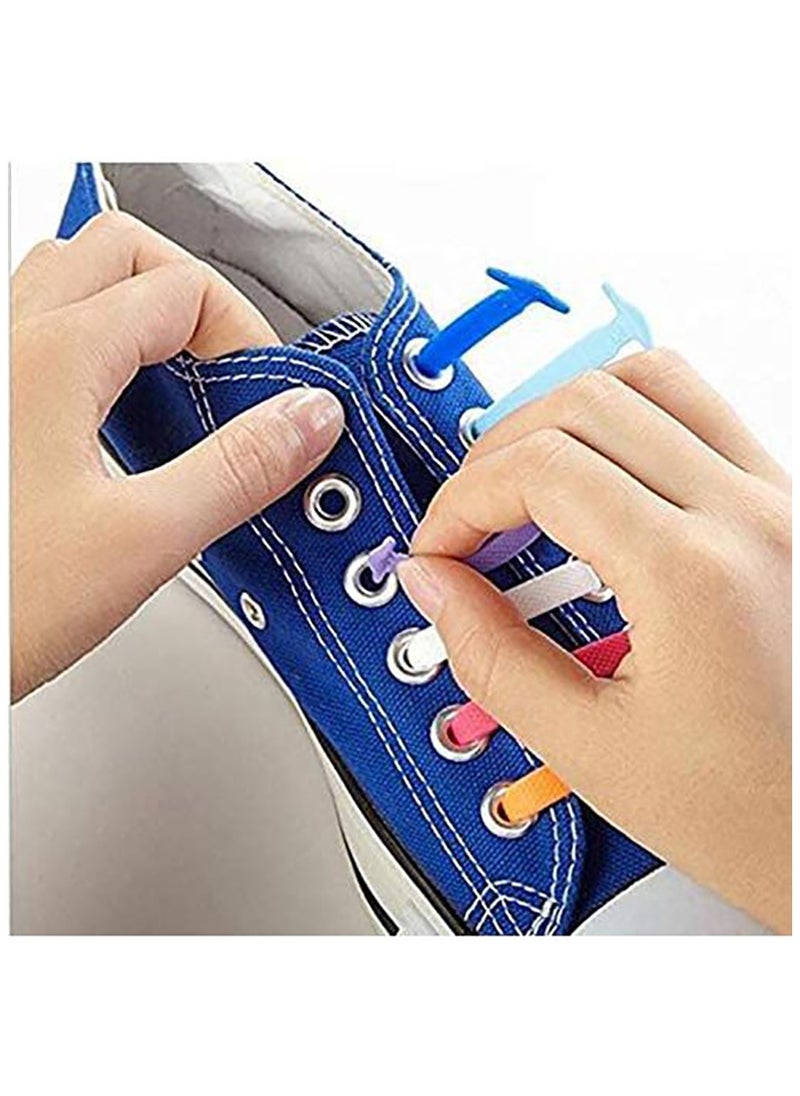 Generic - 16 PCS/Set Elastic Shoelaces Lazy Silicone Shoe Lace All Sneakers Fit Strap - Image 1
