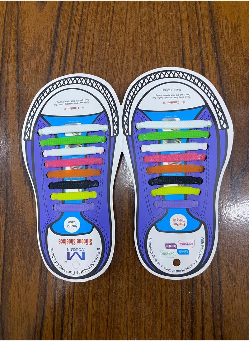 Generic - 16 PCS/Set Elastic Shoelaces Lazy Silicone Shoe Lace All Sneakers Fit Strap - Image 1