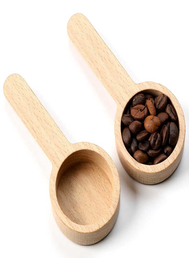 Qulkws 2 Pcs Coffee Spoons, Multipurpose Coffee Scoops, Wood Measuring Scoops for Canister, Wooden Measuring-Spoons, Measuring for Ground Beans, tea, Spices - Image 1