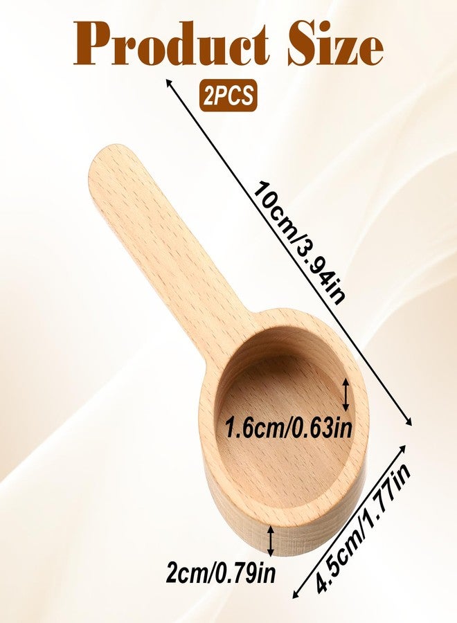 Qulkws 2 Pcs Coffee Spoons, Multipurpose Coffee Scoops, Wood Measuring Scoops for Canister, Wooden Measuring-Spoons, Measuring for Ground Beans, tea, Spices - Image 2