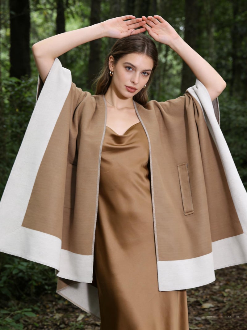 Moss Rose Women's Shawl Wrap Poncho Ruana Cape Open Front Cardigan with Belt for Spring Fall Winter - Image 3