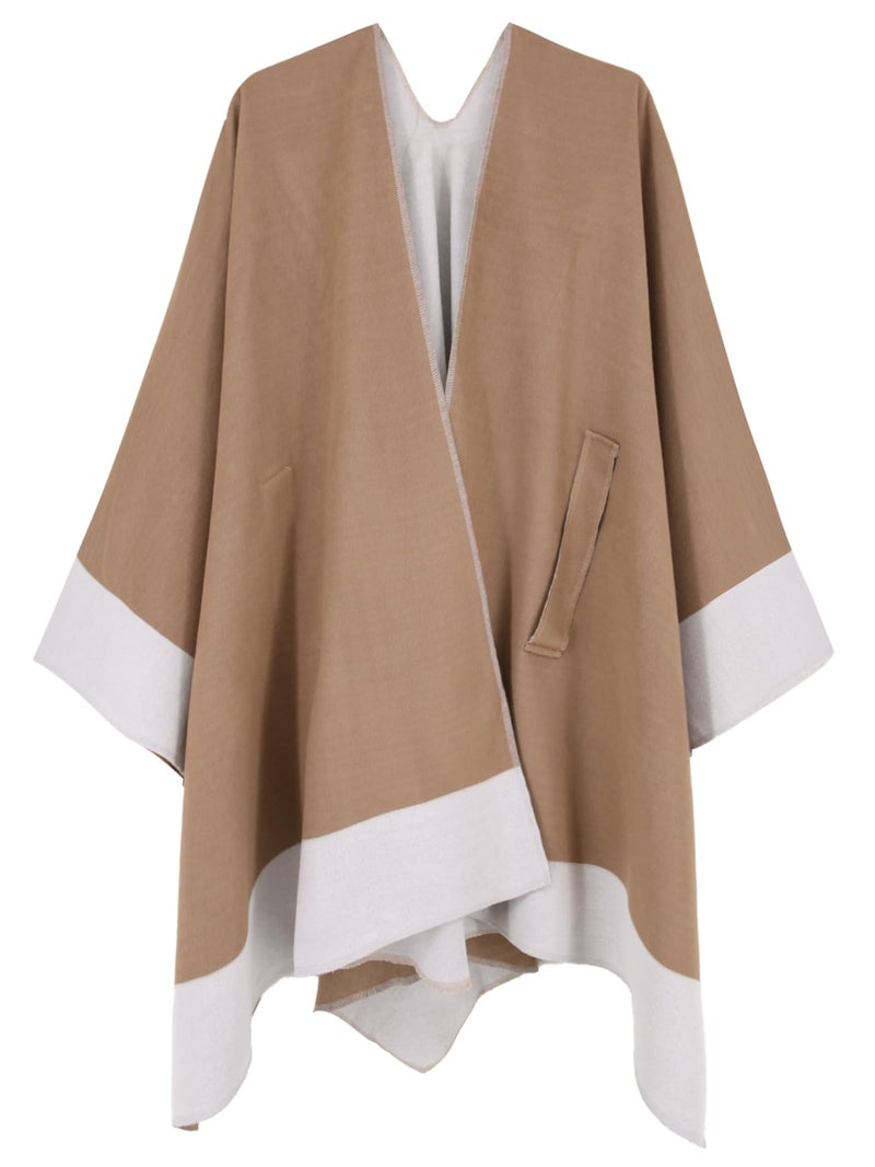 Moss Rose Women's Shawl Wrap Poncho Ruana Cape Open Front Cardigan with Belt for Spring Fall Winter - Image 5