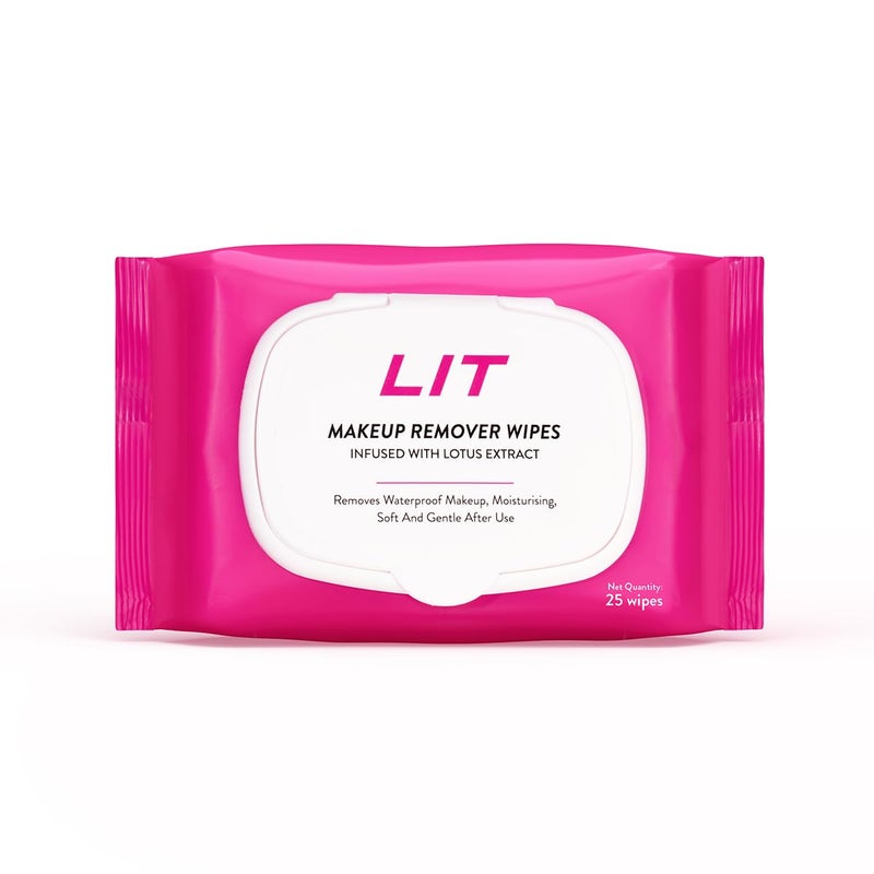 MyGlamm LIT Makeup Remover Wipes 25 Pcs Waterproof Makeup Remover Wipes Soft Skin Moisturising Wet Wipes With Lotus Extract Safe For Eye Lips - Image 1