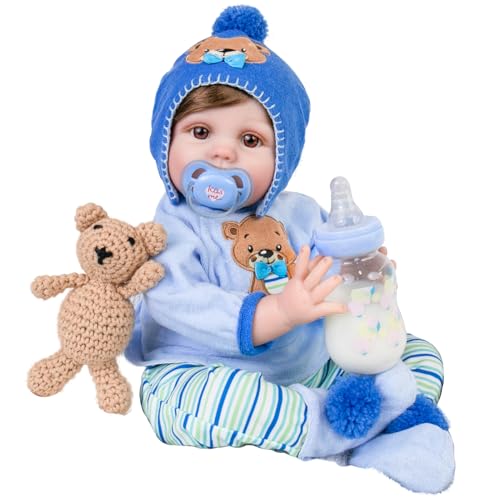 Aori Reborn Baby Boy Doll  22 Inch Realistic Lifelike Weighted Newborn Boy with Ultra Soft Body Pacifier Outfit  Handmade Soft Vinyl Baby Doll for Kids 3 Toddlers Collectors - Image 1