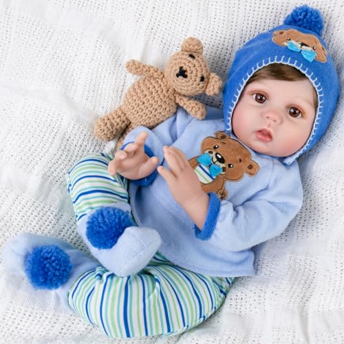 Aori Reborn Baby Boy Doll  22 Inch Realistic Lifelike Weighted Newborn Boy with Ultra Soft Body Pacifier Outfit  Handmade Soft Vinyl Baby Doll for Kids 3 Toddlers Collectors - Image 5