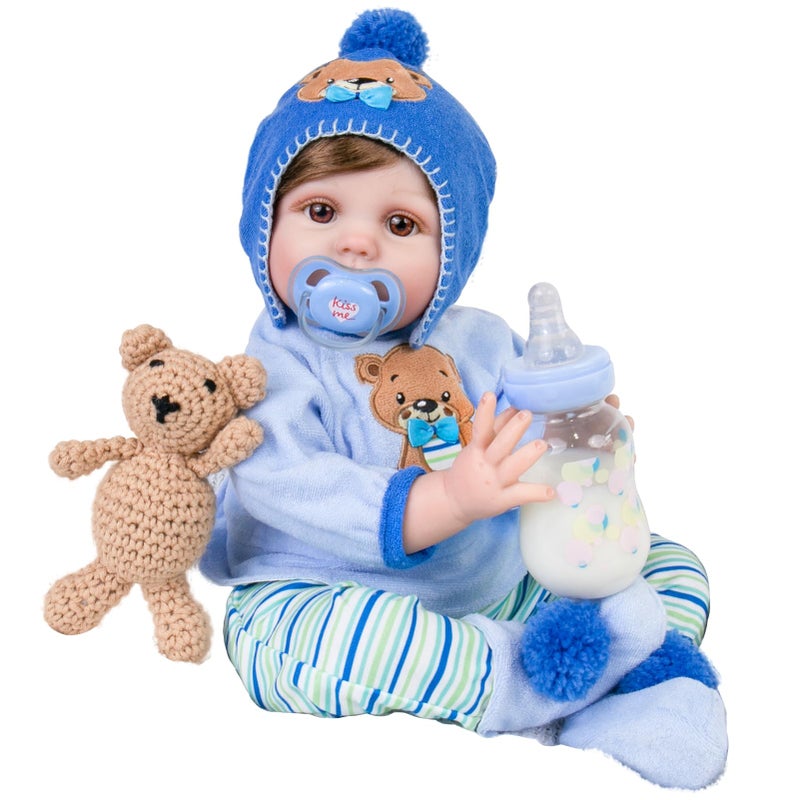 Aori Reborn Baby Boy Doll  22 Inch Realistic Lifelike Weighted Newborn Boy with Ultra Soft Body Pacifier Outfit  Handmade Soft Vinyl Baby Doll for Kids 3 Toddlers Collectors - Image 2
