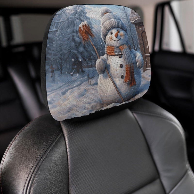 Universal Car Headrest Cover Soft Elastic 1 PCS Snowman Design Protector For SUV Truck - Image 5
