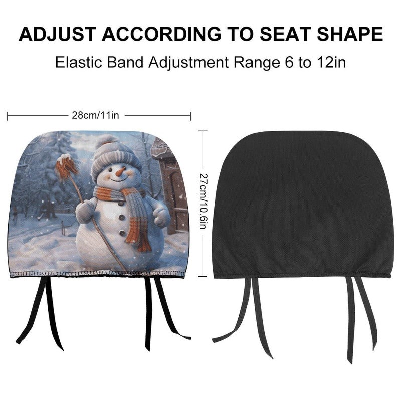 Universal Car Headrest Cover Soft Elastic 1 PCS Snowman Design Protector For SUV Truck - Image 3