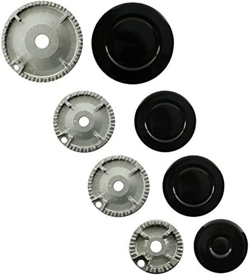 Spares2go (Non Universal) Oven Cooker Hob Gas Burner Crown & Flame Cap Kit for Lamona (Small, 2 Medium & Large, 55mm - 100mm) - Image 1