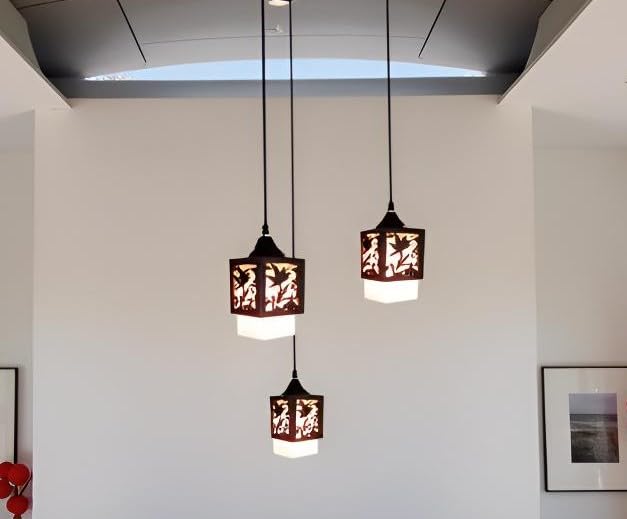 Lyse Decor Wooden Hanging Lights for Home Decoration, Modern Pendant Lights for Restaurant, Hotels and Cafe and Hanging Lamps for Bedroom/Living Room (Pack of 2) - Image 3