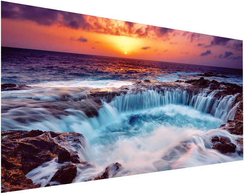 JATOK Diamond Painting Kits for Adults, DIY 5D Diamond Painting Paint Large Sunset Waterfall (35.5x15.7inch) by Number with Gem Art Drill Diamond Painting Kits for Kids for Home Wall Décor, Gifts - Image 1