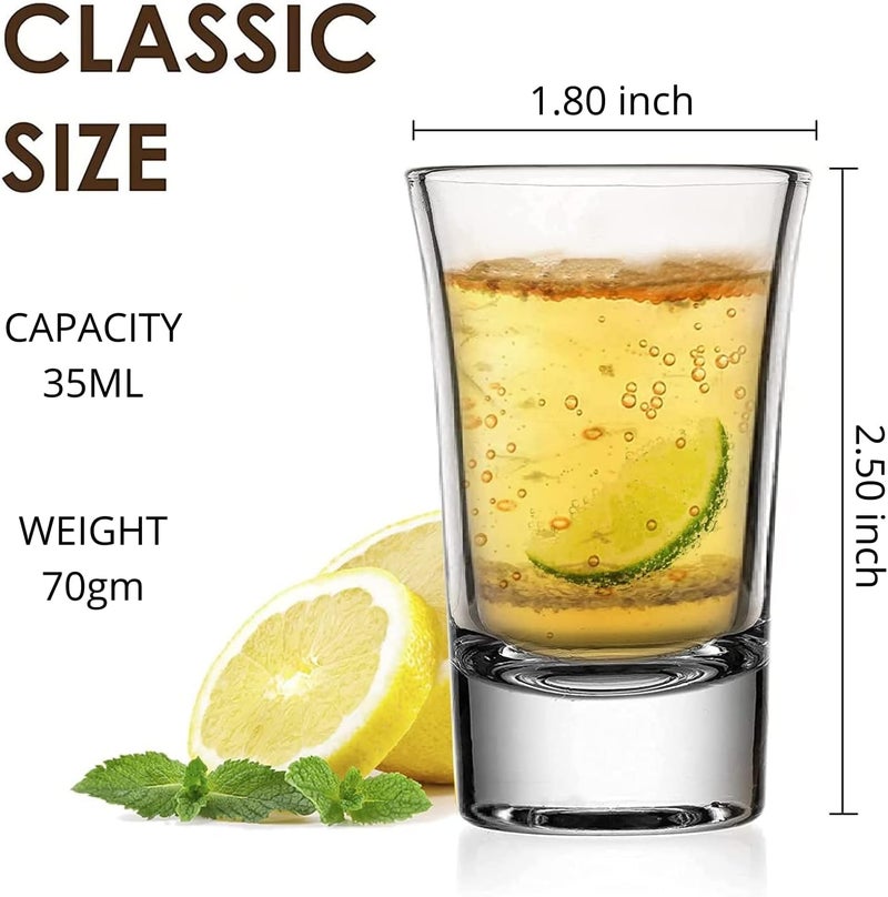 MUAC Premium Heavy Base Shot Glass Set, Whisky Shot Glass 35 ML, Liquor Glass Spirits Glass Mini Glass Cups Double Side Cordial Glass, Tequila Cups Small Glass Shot Cups (Pack of 6) - Image 2