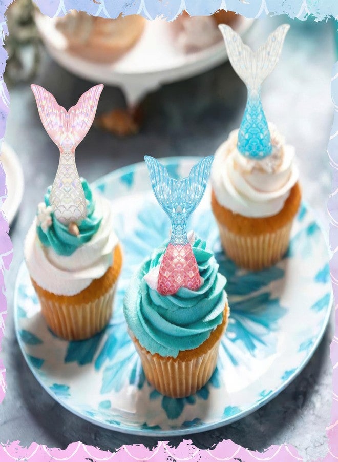 Kenning 48 Pcs Resin Mermaid Tails Cupcake Ring Toppers Under the Sea Cupcake Topper for Mermaid Theme Birthday Party Cake Decorations Baby Shower Weeding Anniversary Sea Party Supplies - Image 4