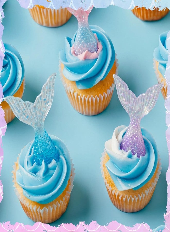 Kenning 48 Pcs Resin Mermaid Tails Cupcake Ring Toppers Under the Sea Cupcake Topper for Mermaid Theme Birthday Party Cake Decorations Baby Shower Weeding Anniversary Sea Party Supplies - Image 5