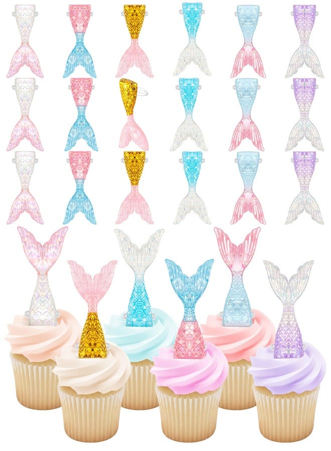 Kenning 48 Pcs Resin Mermaid Tails Cupcake Ring Toppers Under the Sea Cupcake Topper for Mermaid Theme Birthday Party Cake Decorations Baby Shower Weeding Anniversary Sea Party Supplies - Image 1