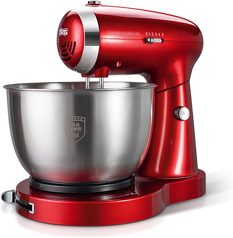 Dessini Regina OS808 Stand Mixer 3.5L 800W With 5 Speed Settings And Stainless Steel Bowl Red/Silver - Image 2