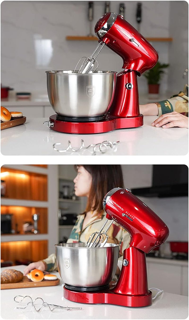 Dessini Regina OS808 Stand Mixer 3.5L 800W With 5 Speed Settings And Stainless Steel Bowl Red/Silver - Image 3