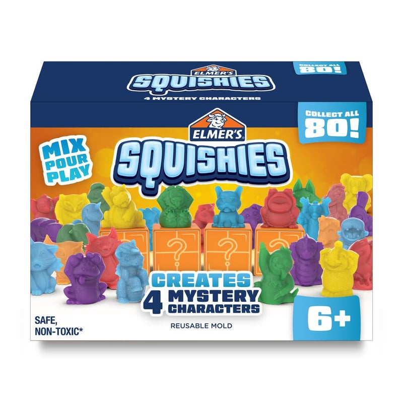 Elmer's Squishies Kidsâ€™ DIY Activity Kit, Creates 4 Mystery Characters, 24 Piece Kit, for Ages 6 and Up, Perfect for Stress Relief and Sensory Play - Image 1