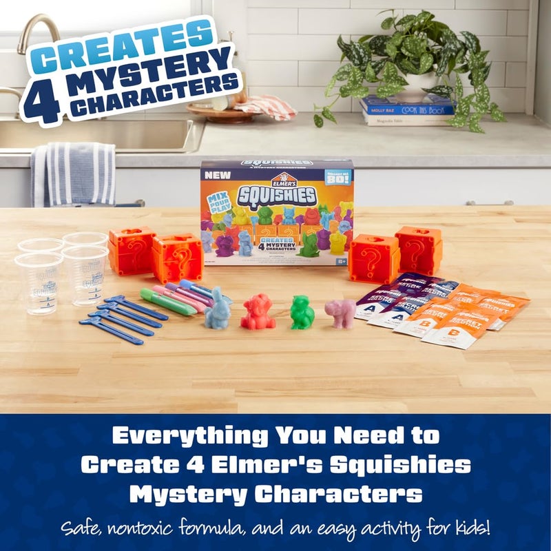 Elmer's Squishies Kidsâ€™ DIY Activity Kit, Creates 4 Mystery Characters, 24 Piece Kit, for Ages 6 and Up, Perfect for Stress Relief and Sensory Play - Image 3