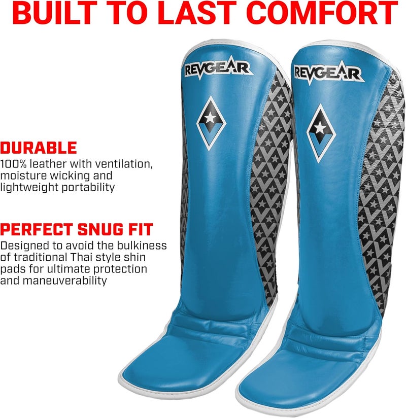 Revgear Superlite Light Weight Leather Shin Guards | for Martial Arts and MMA - Image 2