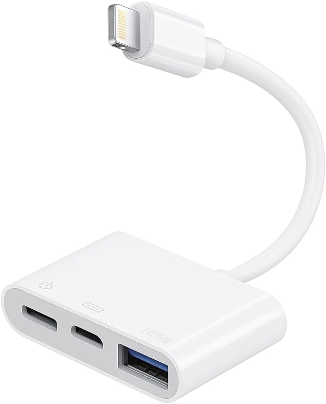 FITTO فيتو 4 في 1 محور OTG، لايتنينغ إلى SD، TF، USB، فلاش - أبيض - Image 1