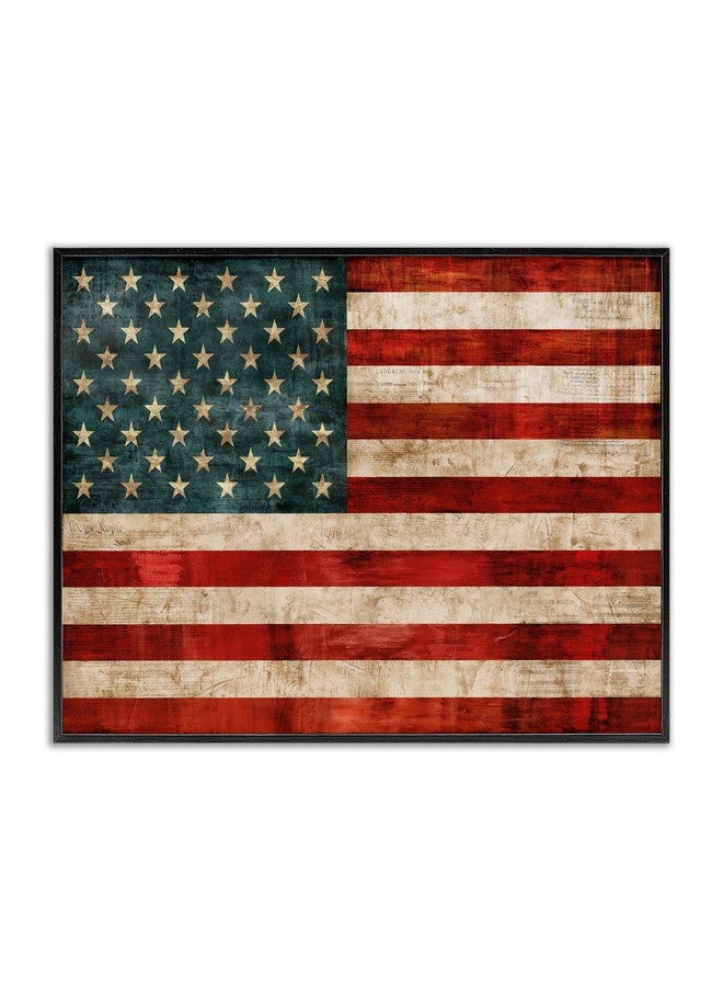 Stupell Industries US American Flag Wood Textured Design, Designed by Luke Wilson Wall Art, 11x14, Black Framed - Image 1