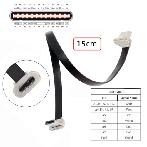 CY Cord Angled USB-C Type C to USB-C Ultra Slim Flat Power USB2.0 Data Cable 65W Fast Charge for Laptop Tablet Phone (15cm) - Image 5