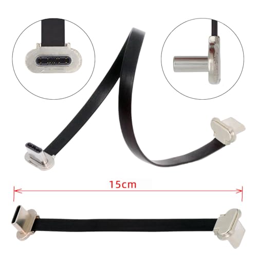 CY Cord Angled USB-C Type C to USB-C Ultra Slim Flat Power USB2.0 Data Cable 65W Fast Charge for Laptop Tablet Phone (15cm) - Image 2