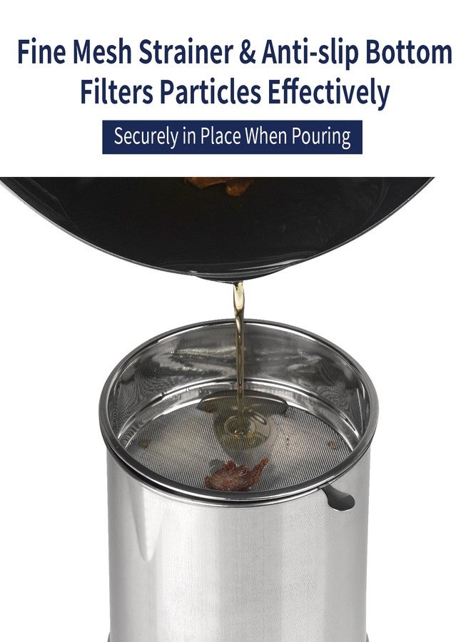 Ohtomber 1.2L Bacon Grease Saver Container with Fine Mesh Strainer and Non-slip Silicone, Cooking Oil Keeper Grease Fat Storage Filter Container for Kitchen, Used Deep Fryer Grease Oil Holder Pot - Image 3