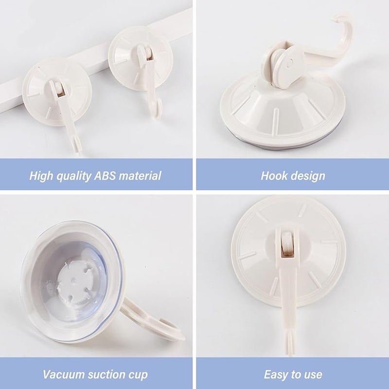 White Suction Cup Hooks 4Pcs 2 Inch PVC PP Waterproof for Shower Towel Brush - Image 3
