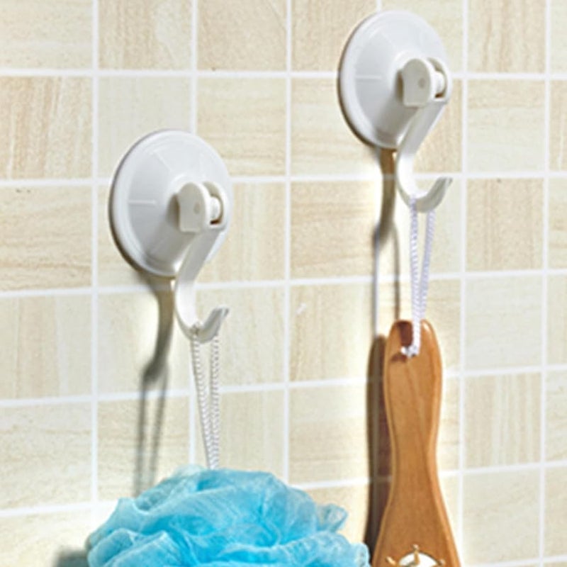White Suction Cup Hooks 4Pcs 2 Inch PVC PP Waterproof for Shower Towel Brush - Image 4