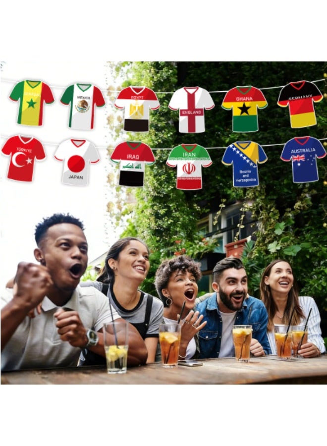 آنا رايات كأس العالم 2026 – 48 علم دولة – زينة حفلات كرة القدم بطول 20 متراً، لافتة قماش مزدوجة الجوانب للحديقة والبار والمنزل – مستلزمات كأس العالم 26 - Image 2