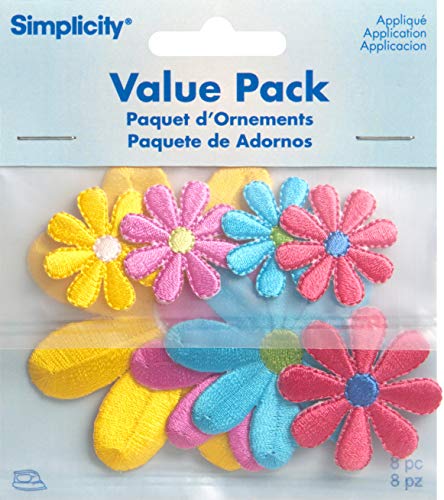Simplicity Multicolor Daisy Flowers Applique Clothing Iron On Patches, 8pc, Sizes Vary - Image 2