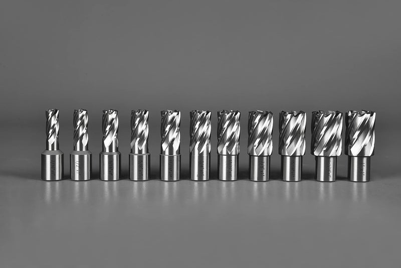 JESTUOUS Annular Cutter Set 13 pcs JESTUOUS 3/4 Inch Weldon Shank 1 Cutting Depth and Cutting Diameter from 7/16 to 1-1/16 for Mag Drill Press HSS Standard Kit Two Flat with 2 Pilot Pins - Image 4