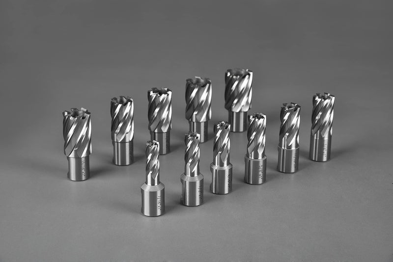 JESTUOUS Annular Cutter Set 13 pcs JESTUOUS 3/4 Inch Weldon Shank 1 Cutting Depth and Cutting Diameter from 7/16 to 1-1/16 for Mag Drill Press HSS Standard Kit Two Flat with 2 Pilot Pins - Image 5