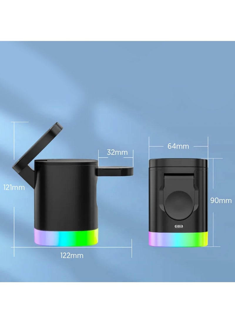CATANES Wireless Charger Folding 3 in 1 Magnetic Fast Charging Station with Lamp for Apple Model T15 Black  - Image 3