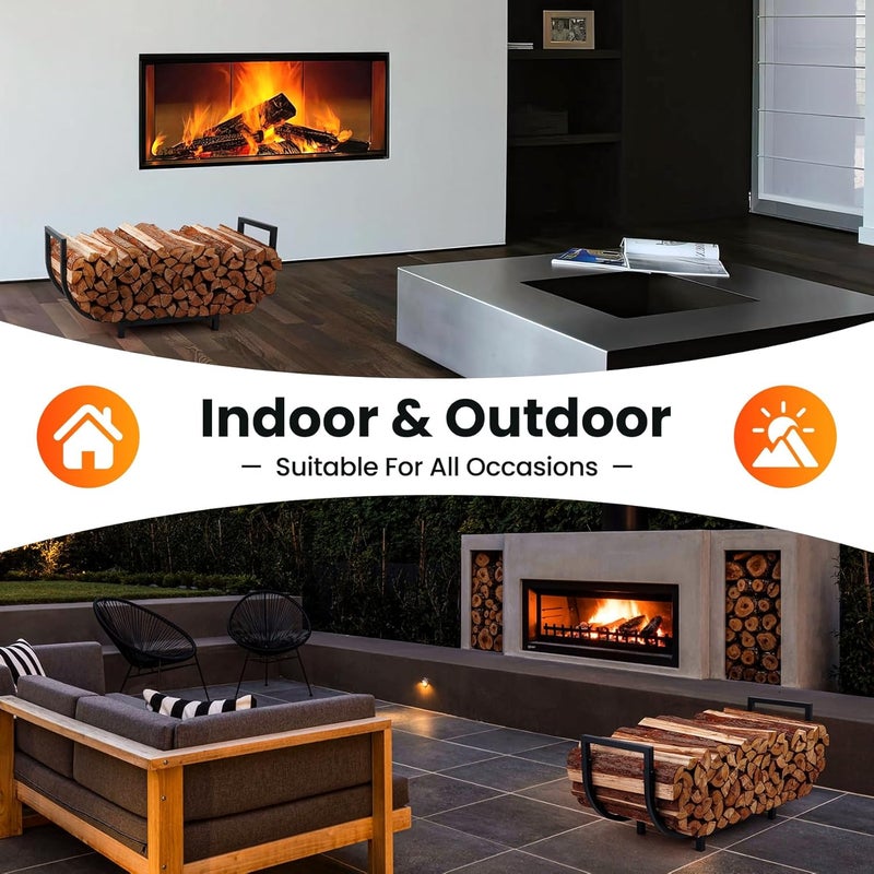 HIHADUUM 34in Firewood Rack Outdoor Indoor - Heavy Duty Firewood Holder Storage with 400lbs Load Capacity Durable Log Holder Keep Firewood Organized Space Saving - Image 5