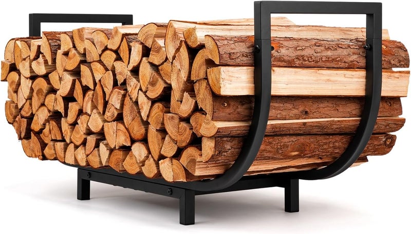 HIHADUUM 34in Firewood Rack Outdoor Indoor - Heavy Duty Firewood Holder Storage with 400lbs Load Capacity Durable Log Holder Keep Firewood Organized Space Saving - Image 1