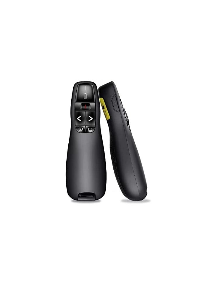 Generic ACJ R400 Wireless Presentation Remote, 2.4 GHz, USB-Receiver, Red Laser Pointer, 15-Meter Operating Range, 6 Buttons, Intuitive Slideshow Control, Battery Indicator, PC - Black  - Image 2