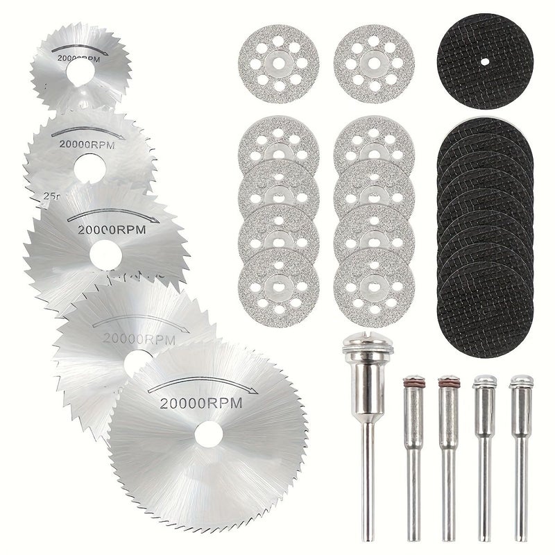 30 Pcs Mini Rotary Tool Kit Durable Abs Resin For Marble Ceramic Tiles Plastic Wood Stone Tubes And Glass Includes 10 Resin Discs Precious Stone Tires 5 Blades Detachable Cover Metal Construction No Assembly Required - Image 3