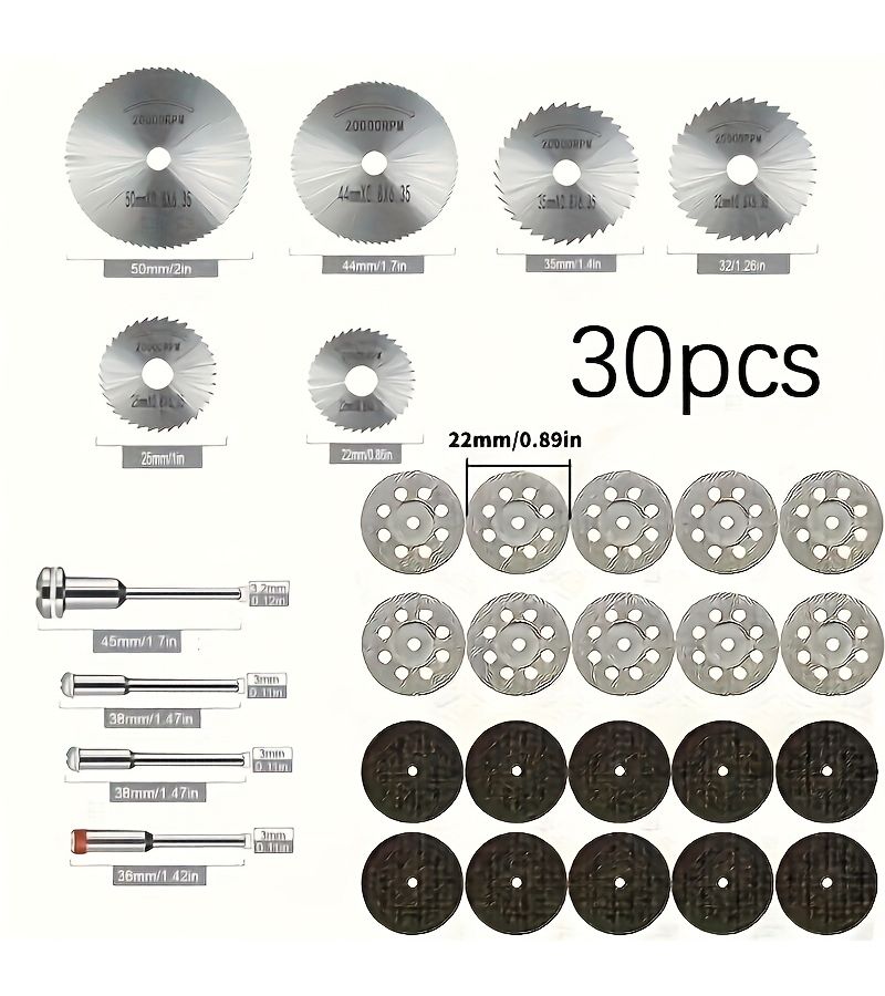 30 Pcs Mini Rotary Tool Kit Durable Abs Resin For Marble Ceramic Tiles Plastic Wood Stone Tubes And Glass Includes 10 Resin Discs Precious Stone Tires 5 Blades Detachable Cover Metal Construction No Assembly Required - Image 2