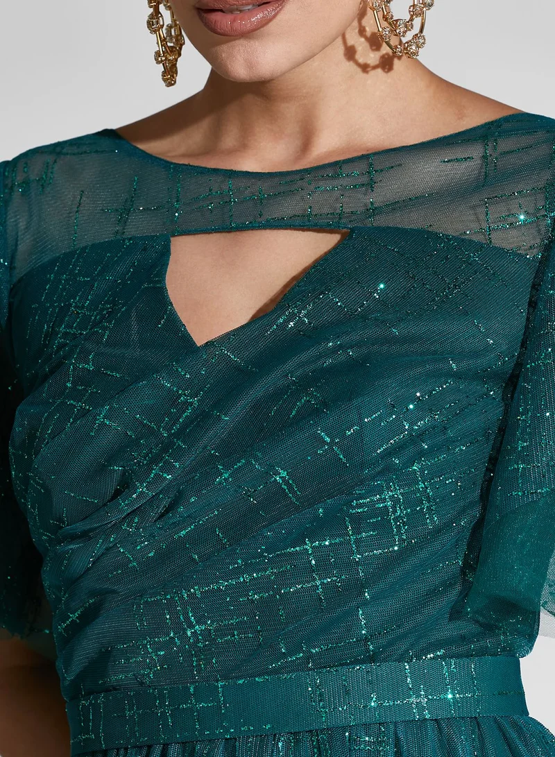 Namshi x Lama Puff Sleeve Flared Dress