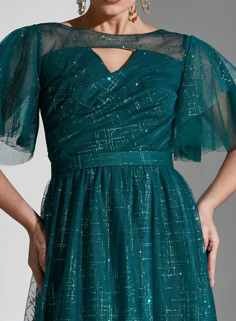 Namshi x Lama Puff Sleeve Flared Dress