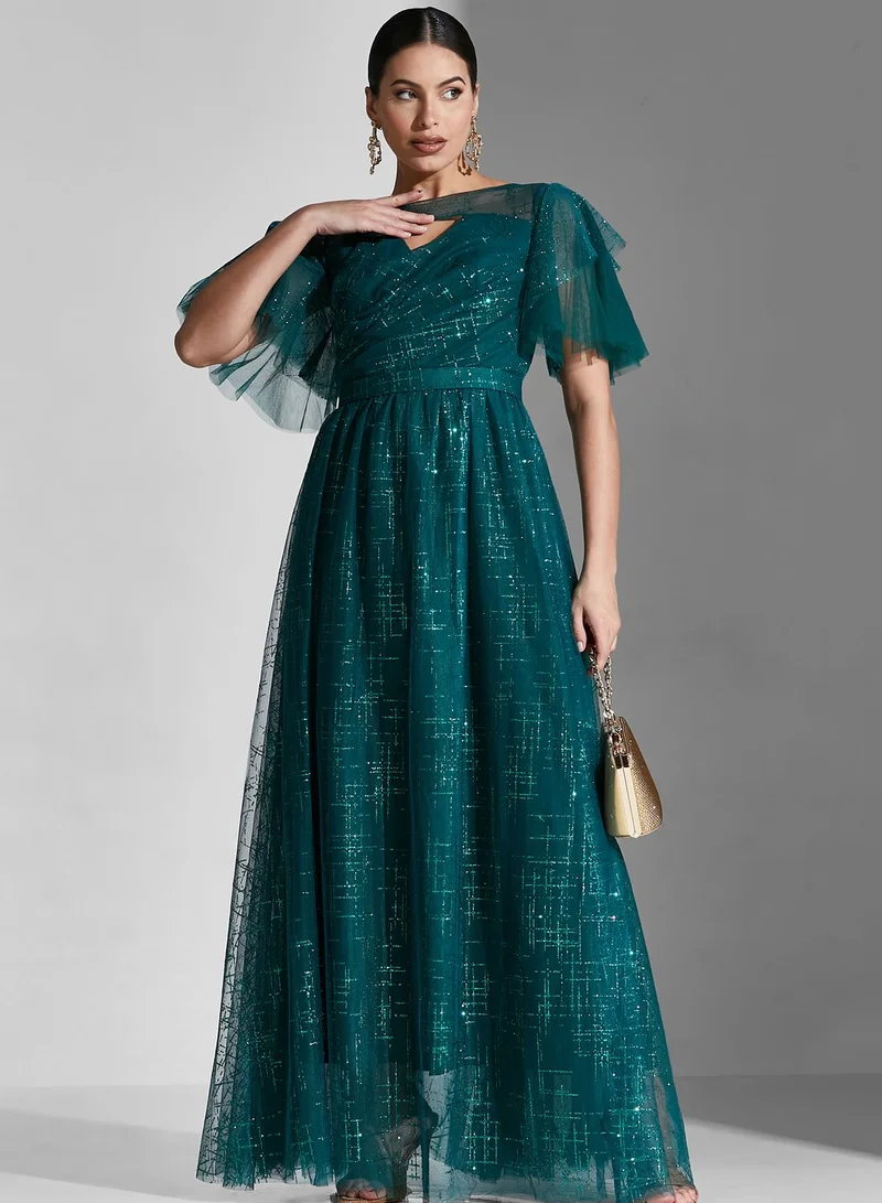 Namshi x Lama Puff Sleeve Flared Dress