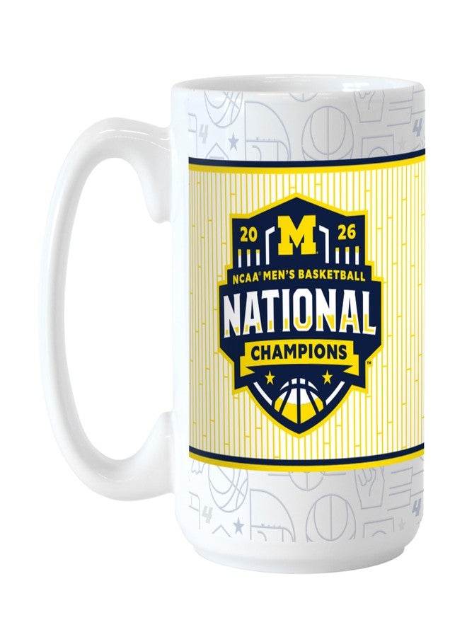 Logo Brands NCAA Michigan Wolverines March Madness National Champions 15 oz Ceramic Coffee Mug | 15 Fluid oz | Ceramic | Champion Date Design