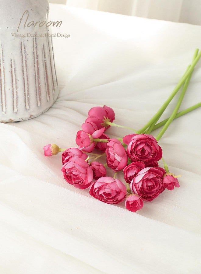Floroom Ranunculus Artificial Flowers 18 Pcs Fuchsia Faux Silk Mini Ranunculus Bulk Fake Wedding Filler Flowers for DIY Hot Pink Bouquets, Centerpieces, Bridal Shower Decorations & Arrangements - Image 4