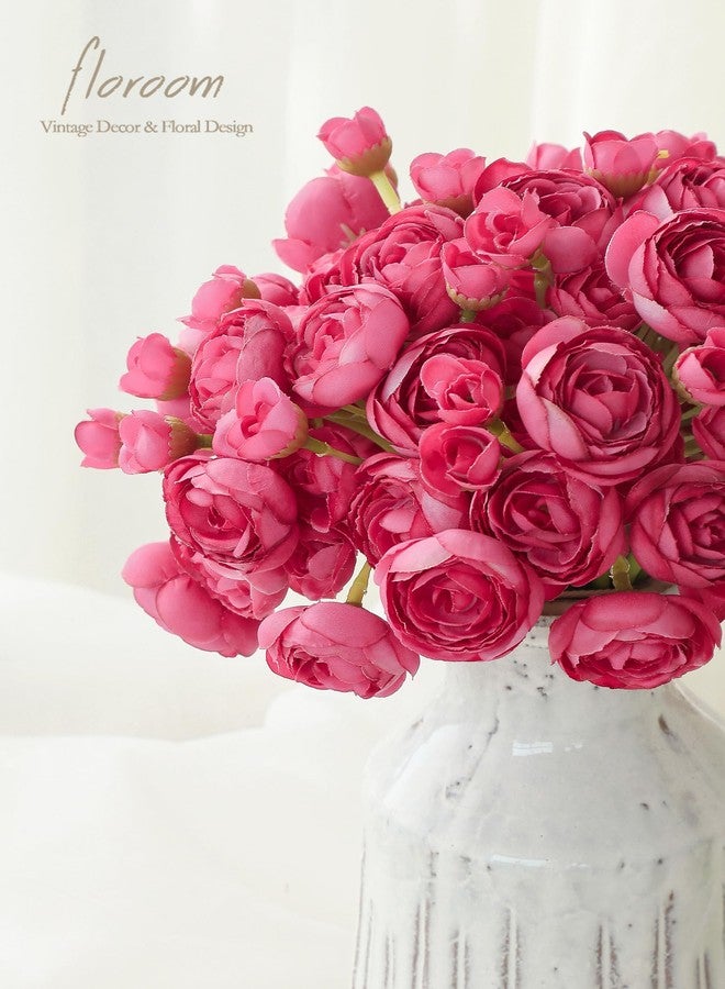 Floroom Ranunculus Artificial Flowers 18 Pcs Fuchsia Faux Silk Mini Ranunculus Bulk Fake Wedding Filler Flowers for DIY Hot Pink Bouquets, Centerpieces, Bridal Shower Decorations & Arrangements - Image 3