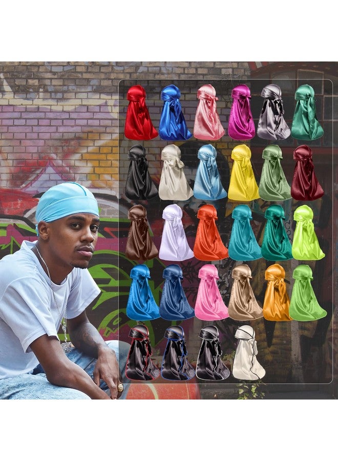 ForceWave Silky Durag for Men Wave Cap Satin Dorag for Men Women 360 Wave Black - Image 4