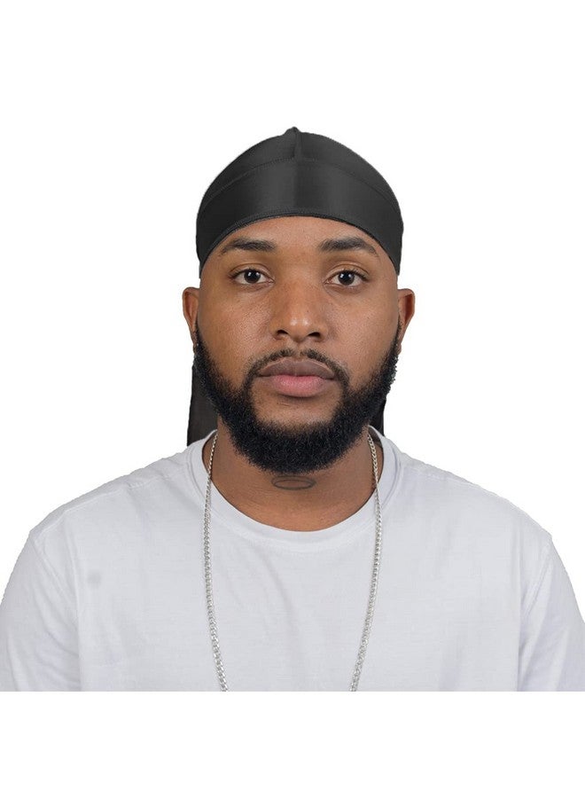 ForceWave Silky Durag for Men Wave Cap Satin Dorag for Men Women 360 Wave Black - Image 3