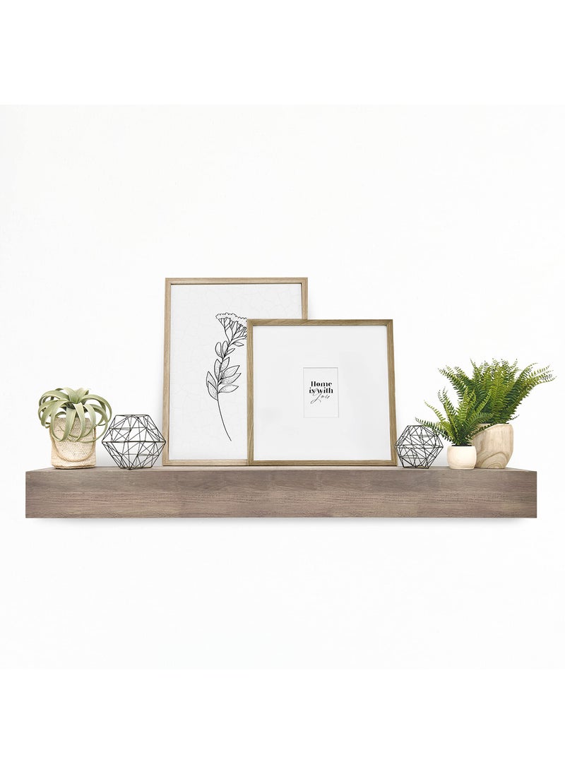 MCS MCS 60Inch Mantel Master  Co Antique Natural Finsh Solid Wood Floating Fireplace Mantel Long Floating Shelf for Livingroom with Wood Cleat Hanging System Photo and Home Decor Display Shelf 